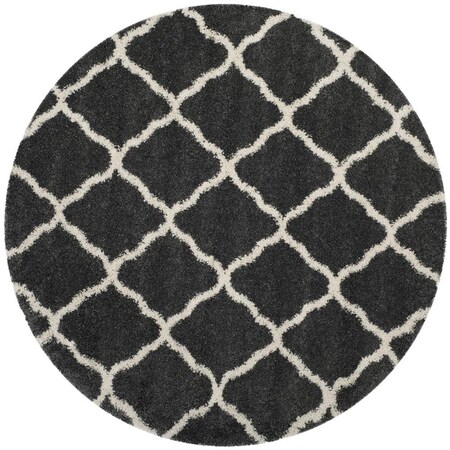Flowers First 7 x 7 ft. Round Hudson Shag Power Loomed Round Rug; Dark Grey & Ivory FL1868178